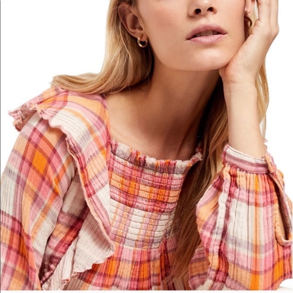 FREE PEOPLE PLAID PULLOVER TEA COMBO - Picture 3 of 7